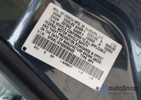 2003 Honda Odyssey Ex-L from USA, damaged, VIN 5FNRL18793B055428